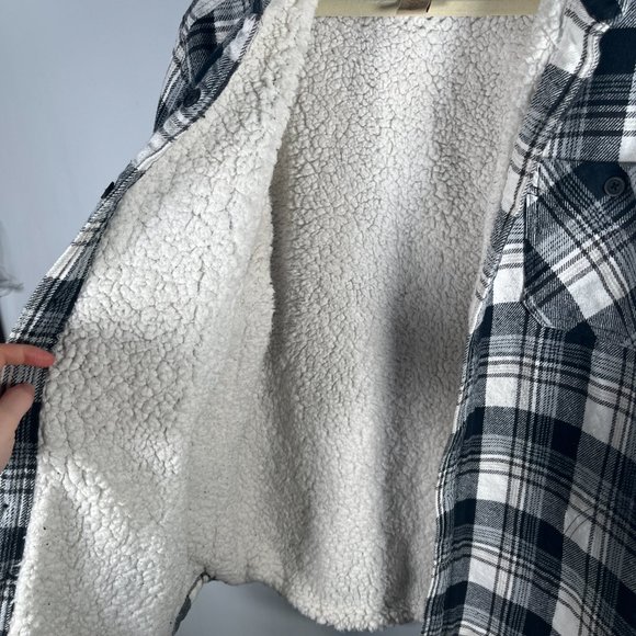 Telluride 100% Cotton Fleece Lined Flannel Button Up Jacket Mens Sz XL BLK/WHITE - Picture 9 of 13